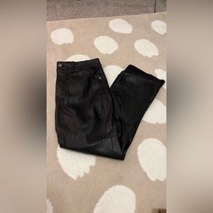 zara faux leather cropped flare pants